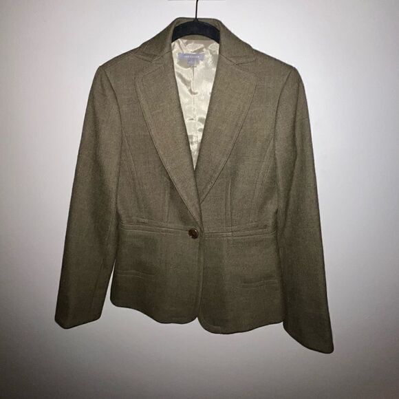 Ann Taylor Olive Green Wool Blazer - Sz 2 - Picture 3 of 16